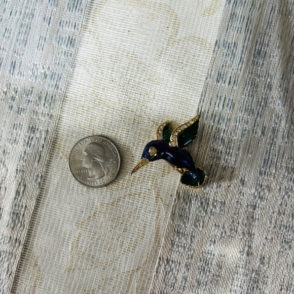 Brooch Hummingbird honeymoon bird pin pins 
Blue green gold crystal jewelry - Picture 5 of 8